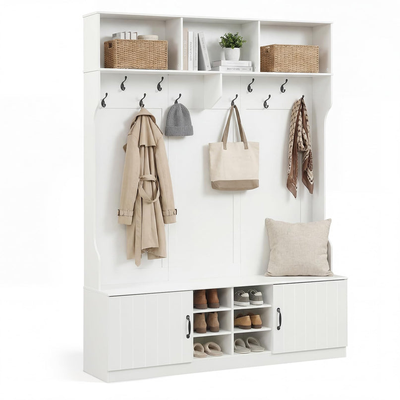Giantex 6-in-1 Hall Tree with Bench and Storage(59" Wide）