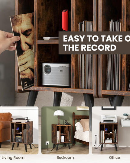 Giantex Record Player Stand, Turntable Stand with Charging Station