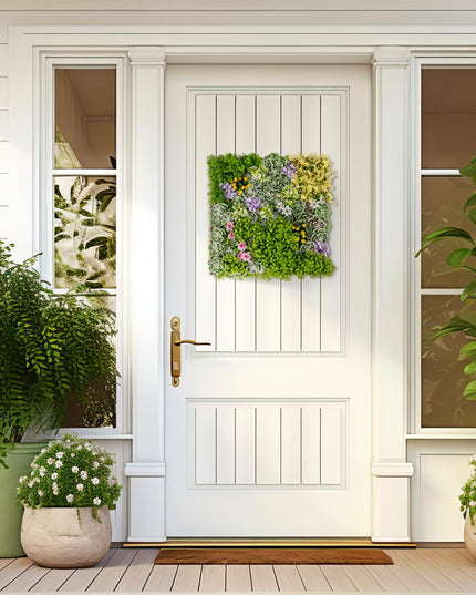 Giantex 2 Pack Hanging Artificial Plants Panels, 20" x 20" Square Framed 3D Greenery Wall Art Decor