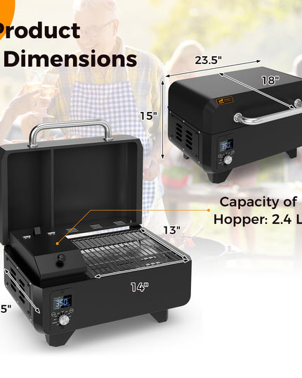 Giantex Pellet Grill and Smoker - Portable Tabletop Wood Pellet Smoker with Temperature Control
