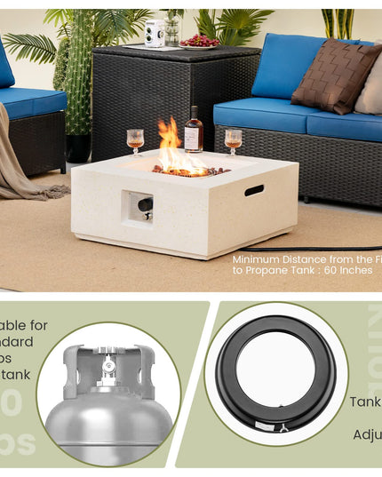 Giantex Patio Fire Pit Table - 40,000 BTU Terrazzo Propane Gas Fire Table