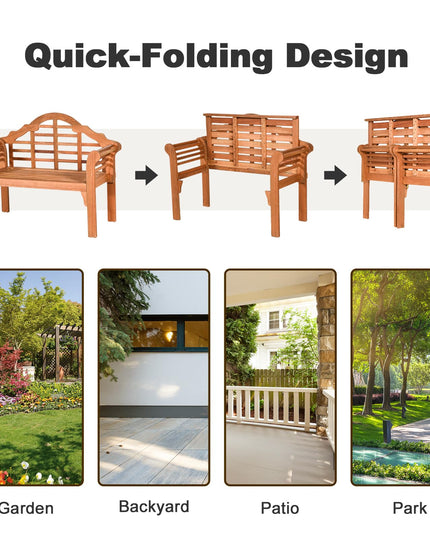 4 Ft Foldable Eucalyptus Garden Bench (Teak) - Giantex