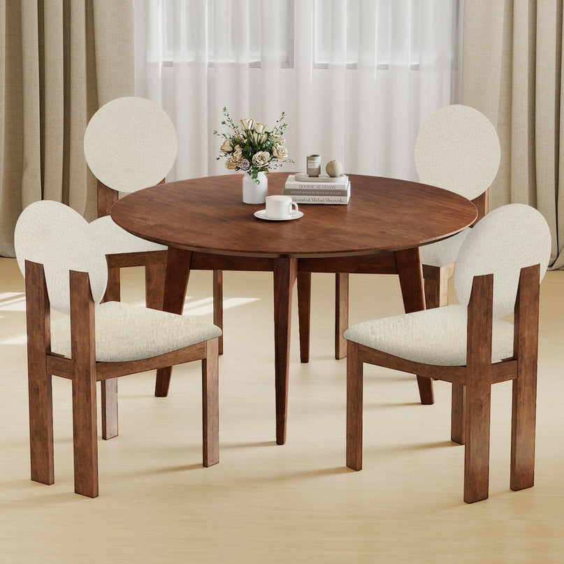 Giantex Sherpa Dining Chairs Set of 2/4 w/Rubber Wood Legs
