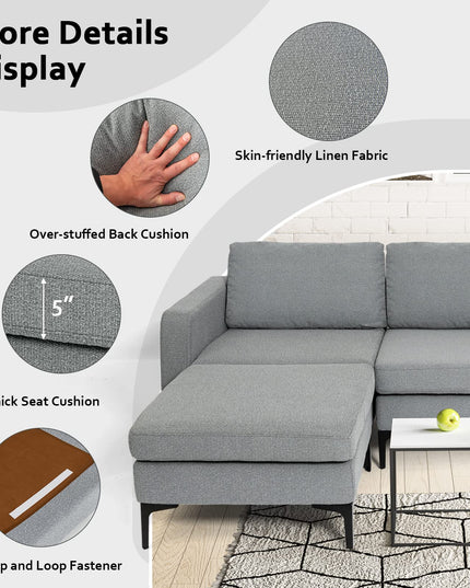 Giantex 94.5" L Convertible Sofa Couch, 3 Seat Sectional Sleeper with USB Ports & Socket