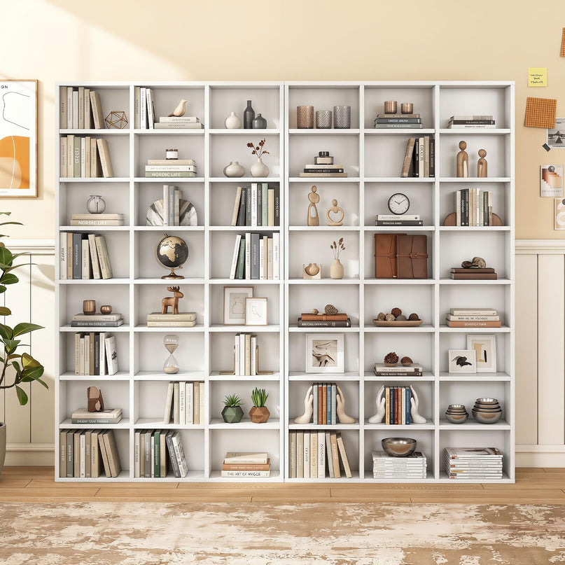 Giantex 70" Tall White Bookshelf with 24 Open Cube & 18 Adjustable Display Storage Shelves