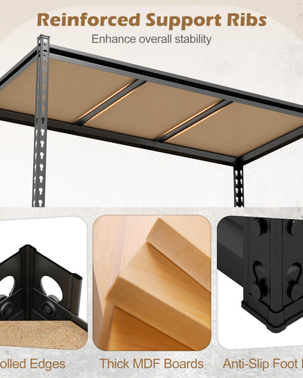 Giantex 5-Tier Metal Storage Shelves(1/2/3/4,48" W x 24" D x 72" H)