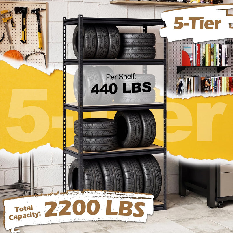 Giantex 5-Tier Metal Storage Shelves(1/2/3/4,36" W x 18" D x 72" H)