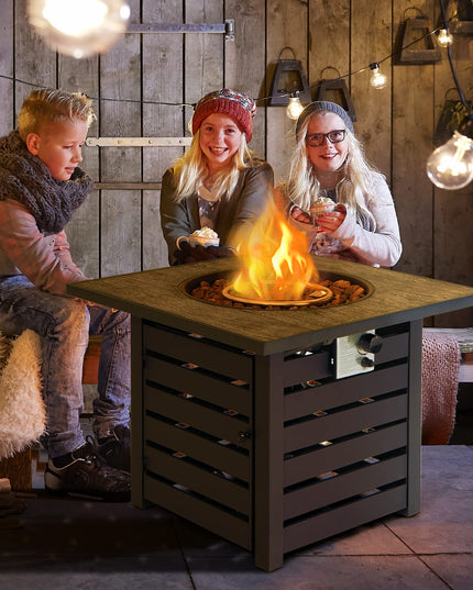 Giantex 32 Inch Propane Fire Pits, 50,000 BTU Square Gas Firepit with High-Temp Resistant Tabletop (Black)