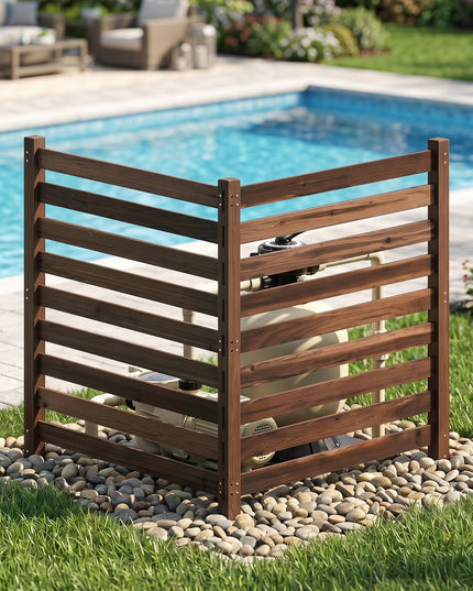 GIANTEX 2/3/4-Panel Outdoor Wood Privacy Screen Air Conditioner Fence