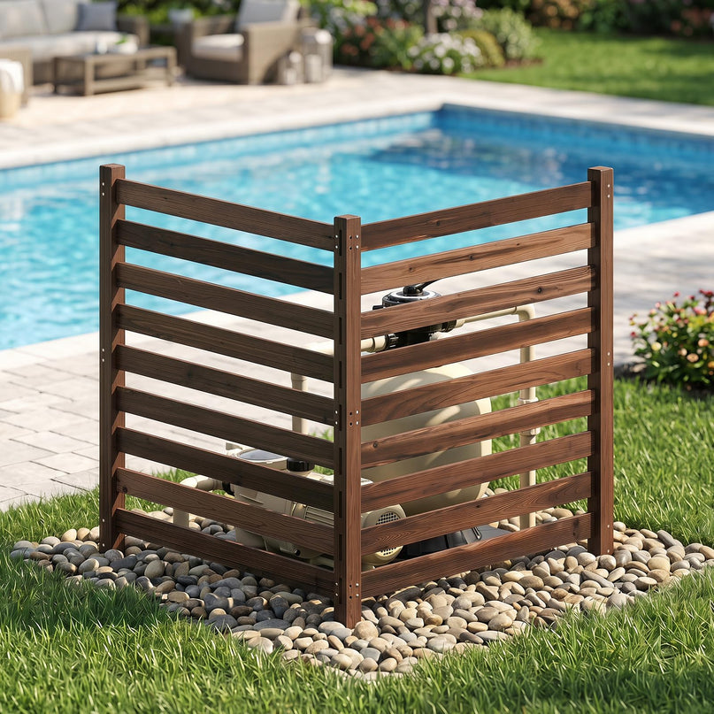 GIANTEX 2/3/4-Panel Outdoor Wood Privacy Screen Air Conditioner Fence