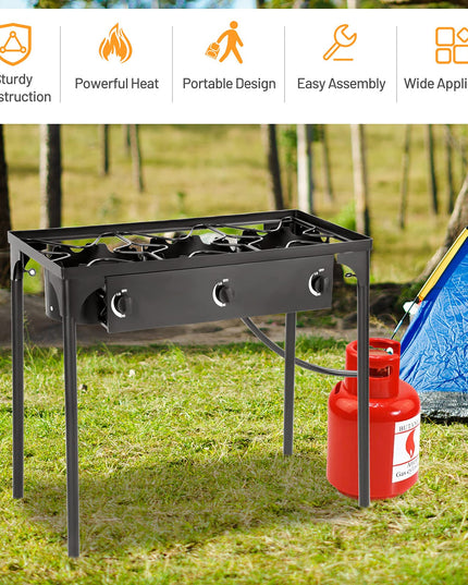 Giantex 225,000 BTU Outdoor Triple Burner Stove, High Pressure 3 Burner Stand Max