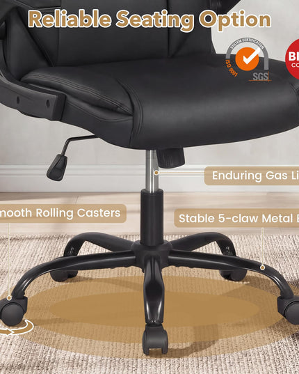 Giantex Leather Office Chair with Flip-up Arms for Home Office
