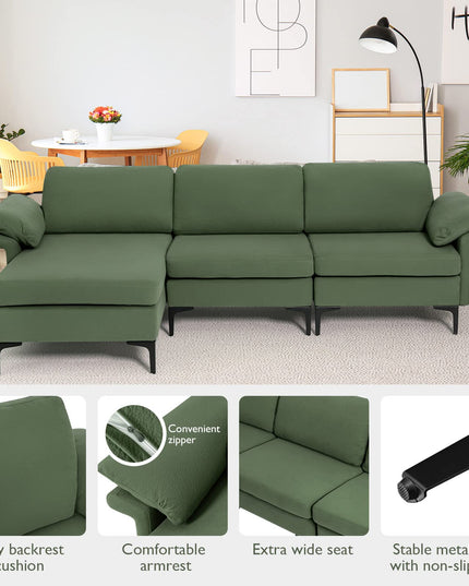 Giantex 100.5" L Convertible Sofa Couch, 3-Seat Sectional Sleeper with USB Ports & Socket
