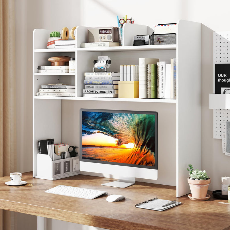 Giantex Desktop Bookshelf 37" Desk Hutch Dorm for Computer Up to 32 Inch