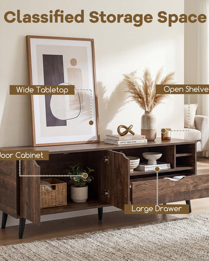 Giantex TV Stand for TVs up to 65 Inches Rustic Entertainment Center