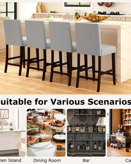 Giantex Modern Bar Stools Set of 2/4 26" Upholstered Counter Height Bar Stools