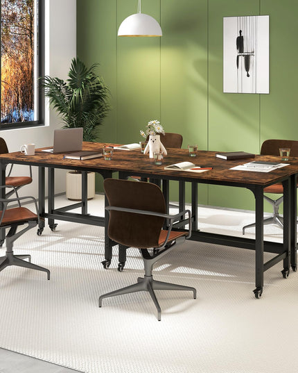 Giantex Conference Table, 48" Rectangular Mobile Meeting Room Desk with Removable Storage Bag & 2 Hanging Hooks