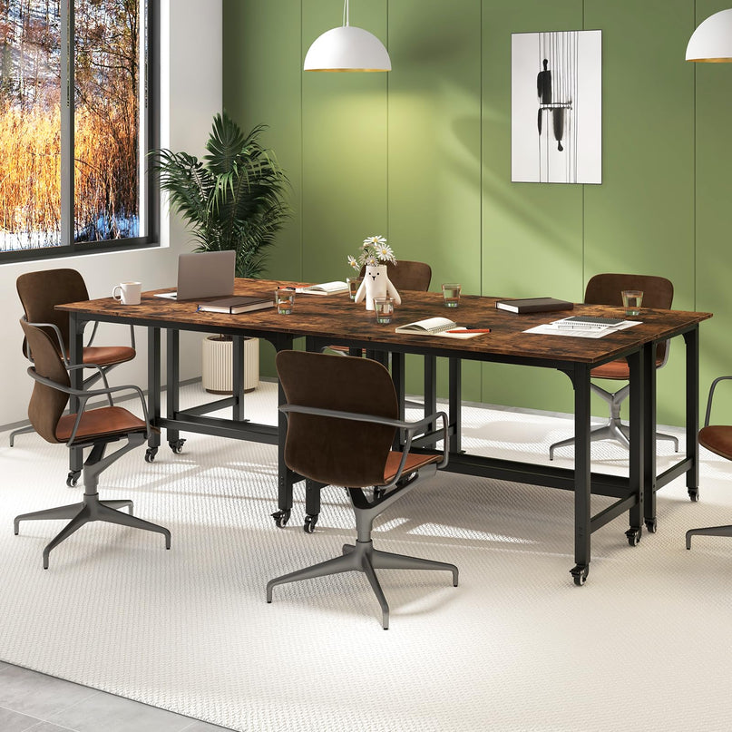 Giantex Conference Table, 48" Rectangular Mobile Meeting Room Desk with Removable Storage Bag & 2 Hanging Hooks