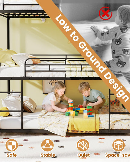Giantex Full Metal Bunk Bed Frame with Dual Ladders & Safety Guardrails for Teens Adults