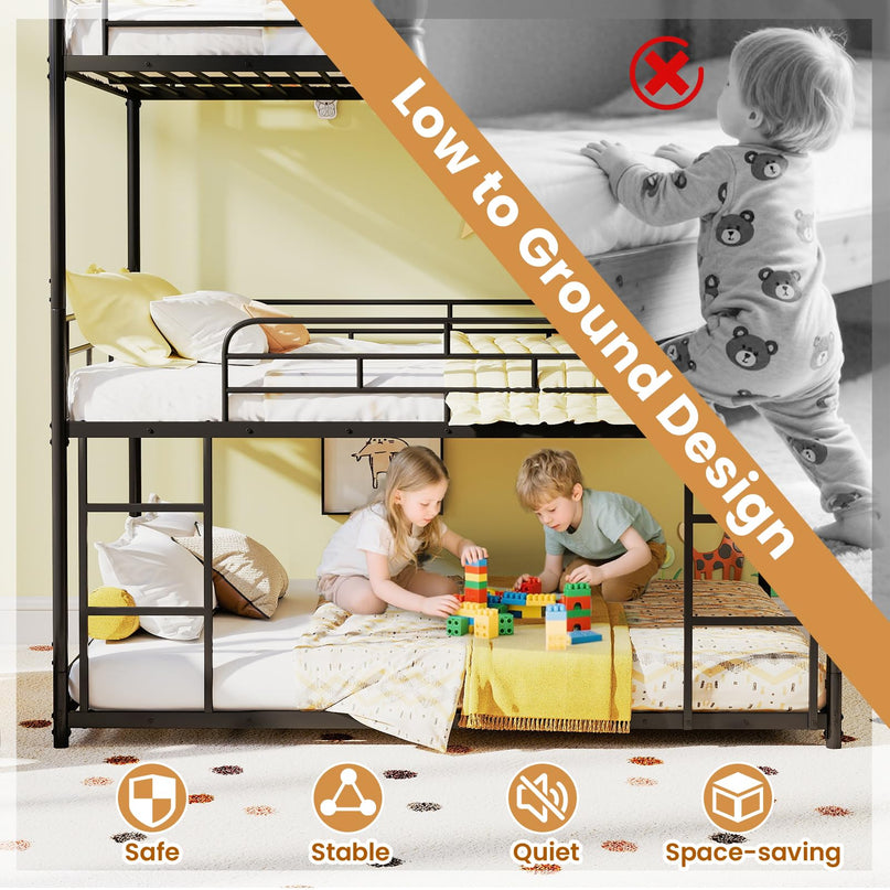 Giantex Full Metal Bunk Bed Frame with Dual Ladders & Safety Guardrails for Teens Adults