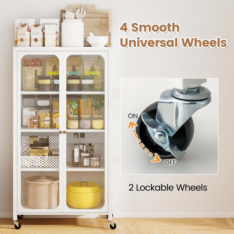 Giantex 58" Tall 4-Tier Bookshelf with Wheels & Adjustable Shelves