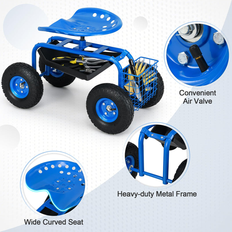 Giantex Garden Cart Rolling Tray Gardening Planting with Work Seat
