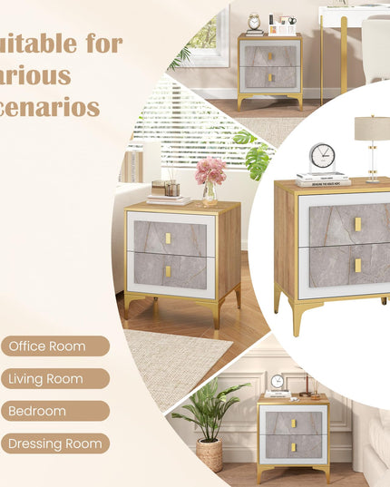 Giantex Modern Nightstand with 2 Drawers
