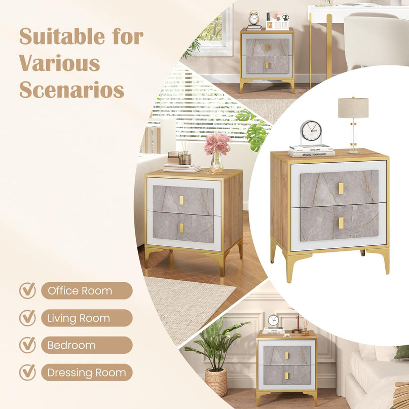 Giantex Modern Nightstand with 2 Drawers