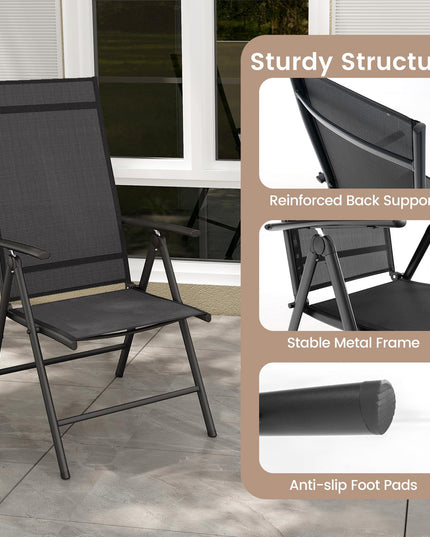 Giantex Folding Patio Chairs, High Back Outdoor Chairs with 7-Level Adjustable High Backrest
