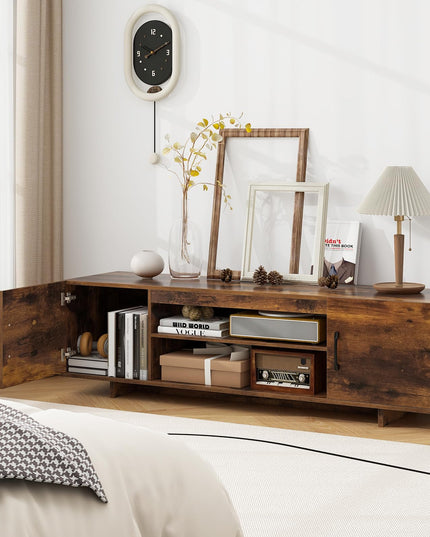 Giantex TV Stand with Power Outlet for TVs up to 70”, Entertainment Center w/ 2 Cable Holes, Open Shelves