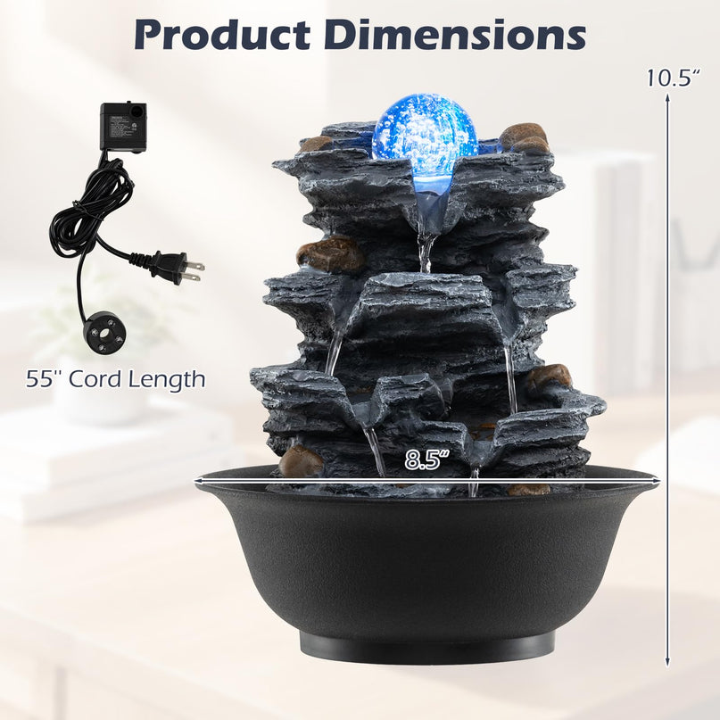 Fontaine à eau de table Giantex avec boule de cristal rotative et lumières LED