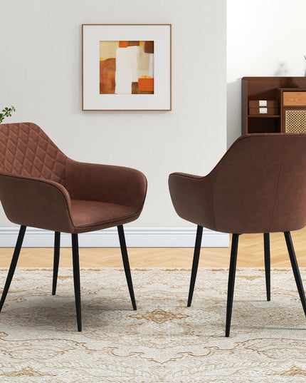 Giantex Mid Century Modern Dining Chairs Set of 2/4, Upholstered Accent Chairs w/Curved Backrest, Wide Seat & Armrests