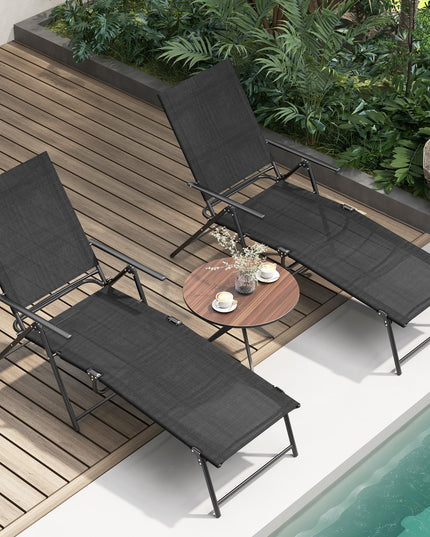Giantex Lounge Chair Outdoor Set of 2 - Tanning Chair with 6 Adjustable Backrest