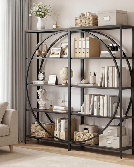 Giantex 5-Tier Bookshelf | 65" Tall Industrial Etagere Bookcase with Half-Moon Shape