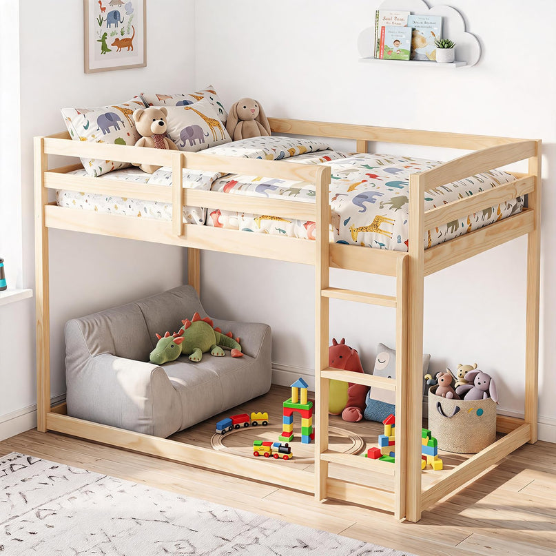 GIANTEX Full Over Full Bunk Bed with Full-Length Guardrails