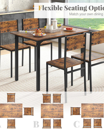 Giantex Dining Table Set for 4, 5-Piece Kitchen Table Set with Dinner Table, Dining Chairs