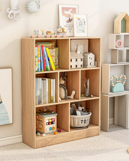 Giantex 7 Cube Bookcase 4-Tier Freestanding Bookshelf w/ 7 Open Compartments