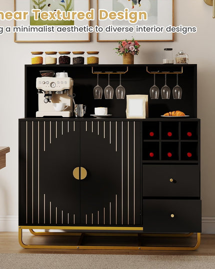 GIANTEX Home Bar Cabinet w/Wine Rack