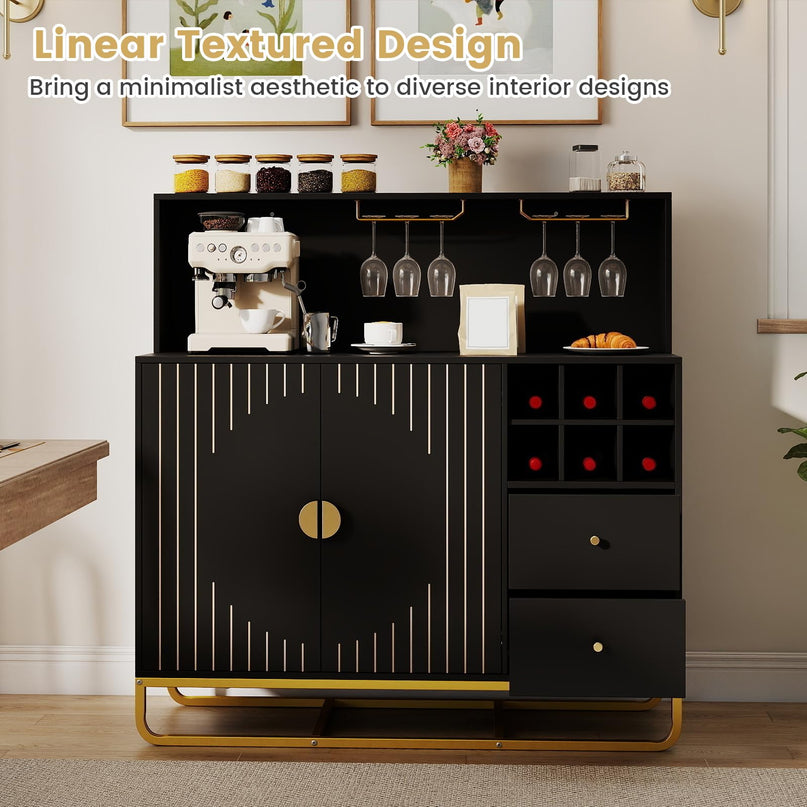 GIANTEX Home Bar Cabinet w/Wine Rack