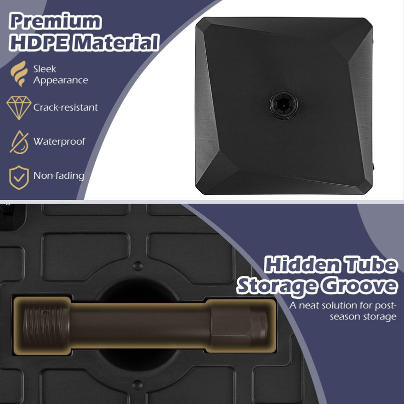 Giantex 176 lbs Fillable Umbrella Base with 4 Wheels for Market Umbrellas