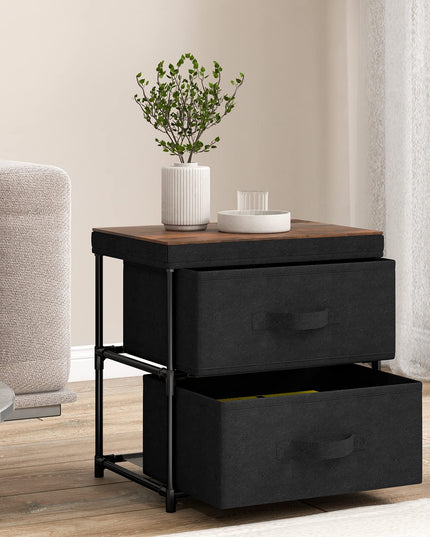 Giantex Nightstand Set of 2 with 2 Fabric Drawers