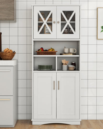 Giantex 57" Tall Bathroom Cabinet, Storage Cabinet with Acrylic Doors & Adjustable Shelves