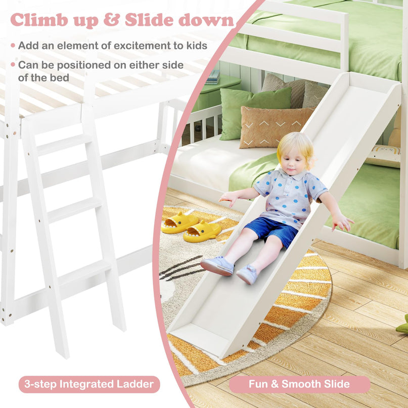 Giantex Wood Kids Bunk Bed with Slide & Ladder