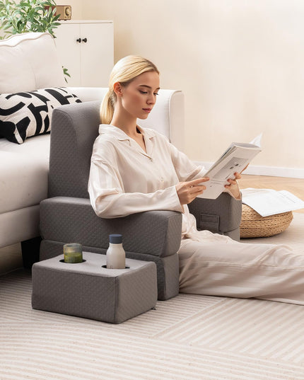Giantex Reading Pillow with Back Arm Rest & Cup Holder for Adult