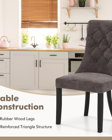 Giantex Tufted Dining Chairs, Upholstered Kitchen Chairs w/High Backrest, Rubber Wood Legs