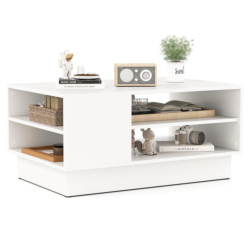 Giantex Coffee Table with Storage, Rectangle Accent Sofa Table with Shelf & Elevated Base