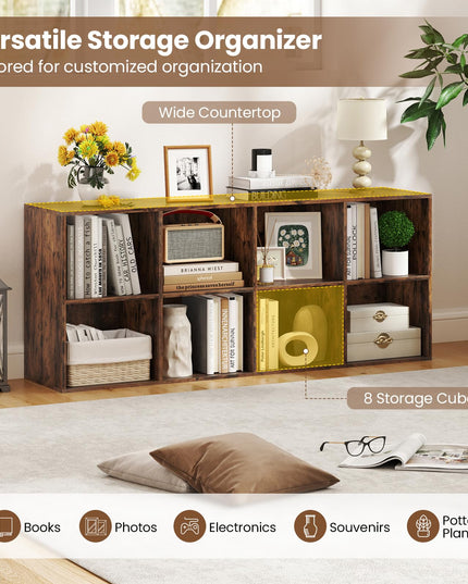 Giantex 8-Cube Bookcase Floor Standing Bookshelf with Storage & 2 Anti-Tipping Kits