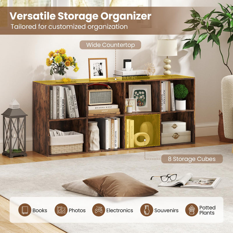 Giantex 8-Cube Bookcase Floor Standing Bookshelf with Storage & 2 Anti-Tipping Kits
