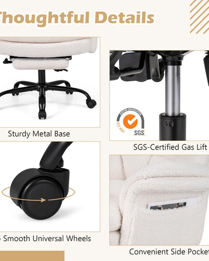 Giantex Criss Cross Legged Office Chair w/Foot Rest & Wheels