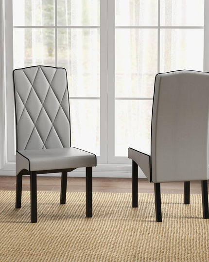 Giantex Upholstered Dining Chairs Set of 2, Tufted Fabric Dining Room Chairs w/High Backrest, High-density Sponge Cushion, Solid Rubber Wood Frame
